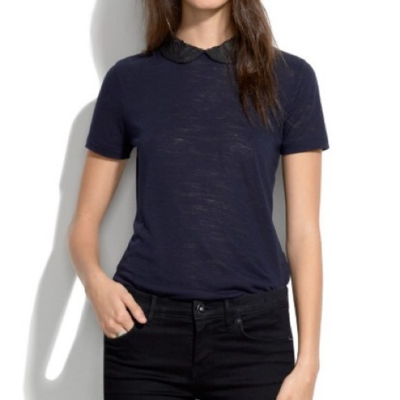 Madewell Tops - Madewell Embellished Peter Pan Collar Burnout Tee